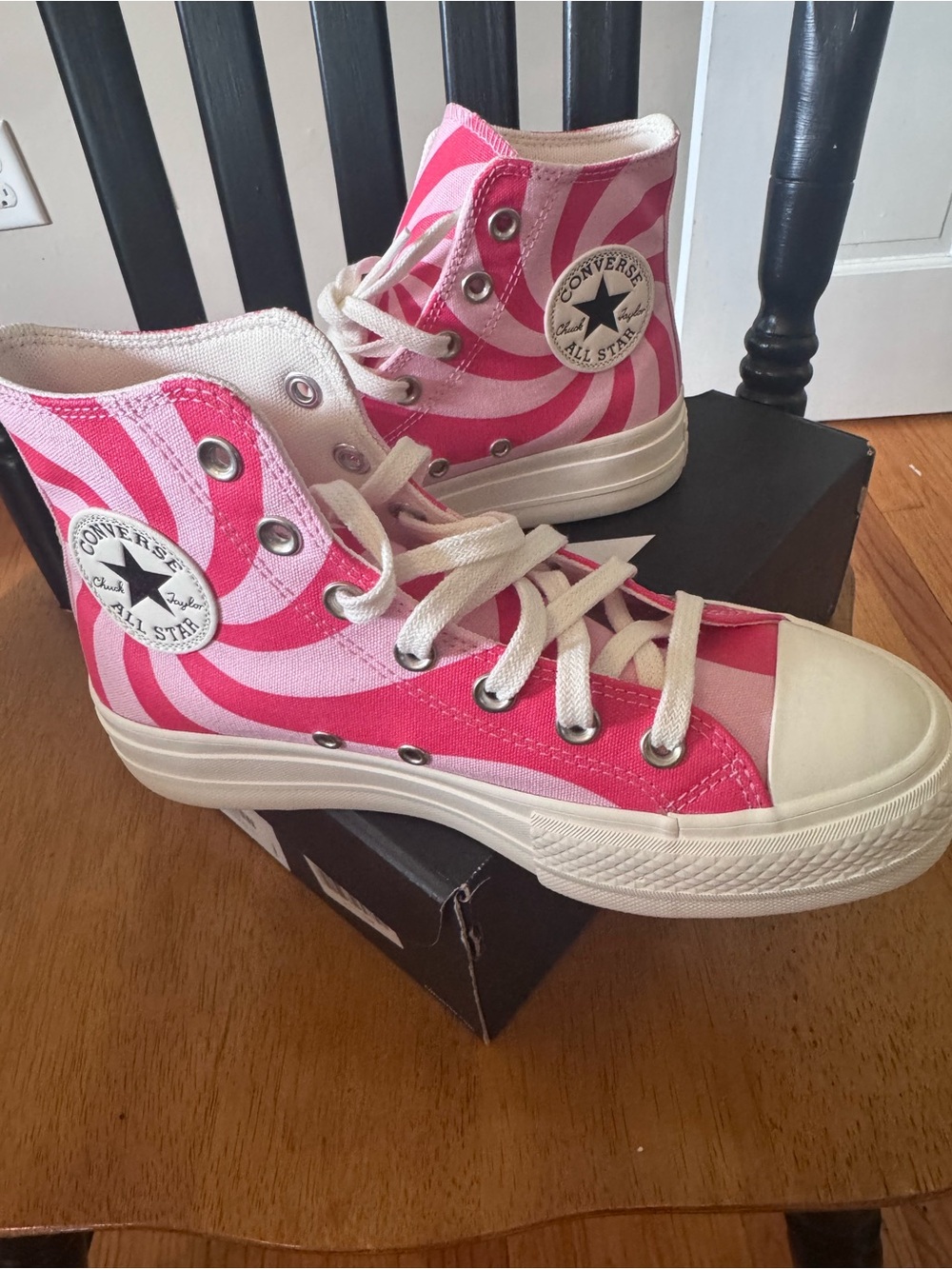 Converse All Star Lift Platform High Top Sneakers Sunrise Pink/Carmine Pink NIB - Picture 11 of 12